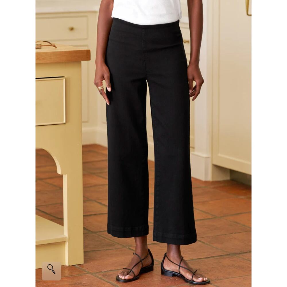 NEW FRANK & EILEEN Westport Illusion Wide-Leg Pull-On Jean Black 12